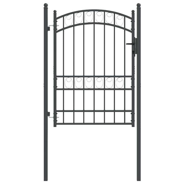 Grote foto vidaxl hekpoort met slot grijs 170 x 100 cm poedergecoat staal tuin en terras hekken en schuttingen