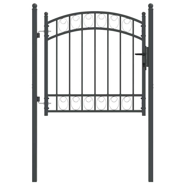 Grote foto vidaxl hekpoort met slot grijs 100 x 100 cm poedergecoat staal tuin en terras hekken en schuttingen