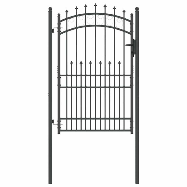 Grote foto vidaxl hekdeur met spijkers grijs 200 x 100 cm poedergecoat staal tuin en terras hekken en schuttingen