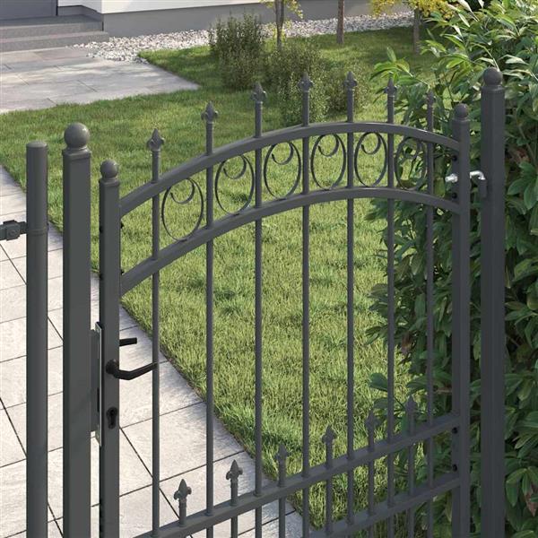 Grote foto vidaxl hekdeur met spijkers grijs 170 x 100 cm poedergecoat staal tuin en terras hekken en schuttingen