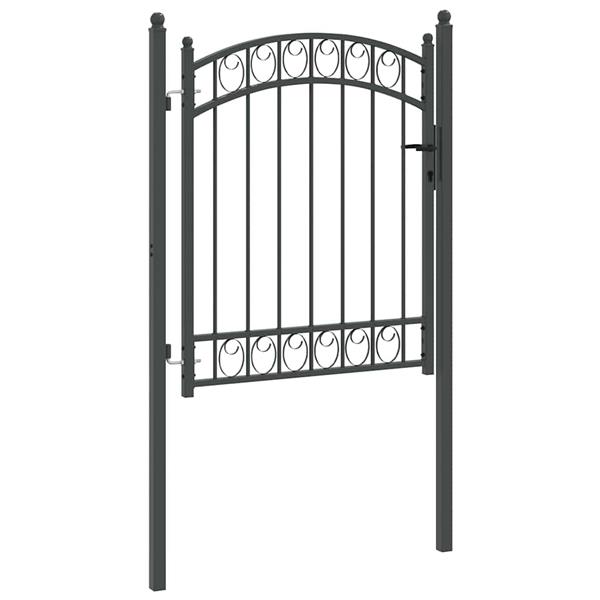 Grote foto vidaxl hekpoort met slot grijs 150 x 100 cm poedergecoat staal tuin en terras hekken en schuttingen