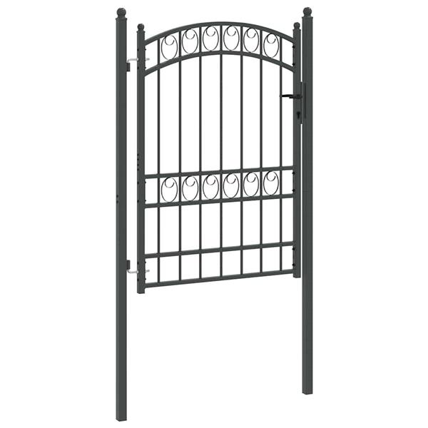 Grote foto vidaxl hekpoort met slot grijs 170 x 100 cm poedergecoat staal tuin en terras hekken en schuttingen
