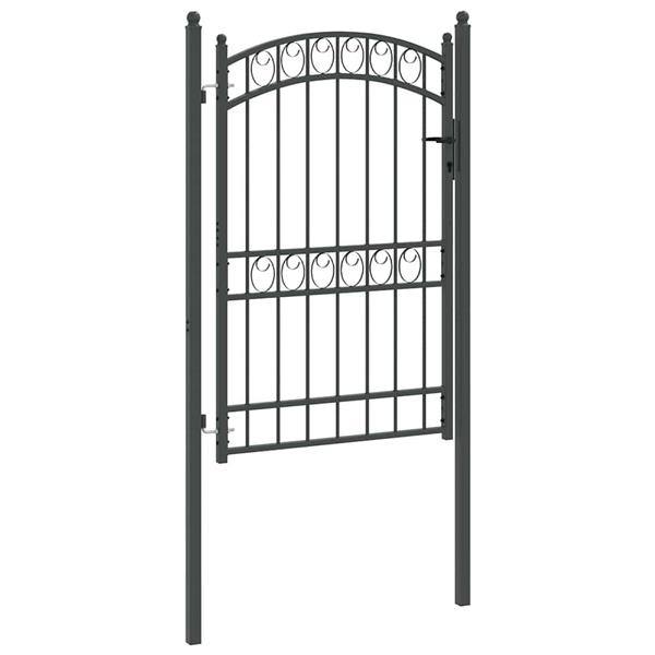 Grote foto vidaxl hekpoort met slot grijs 200 x 100 cm poedergecoat staal tuin en terras hekken en schuttingen