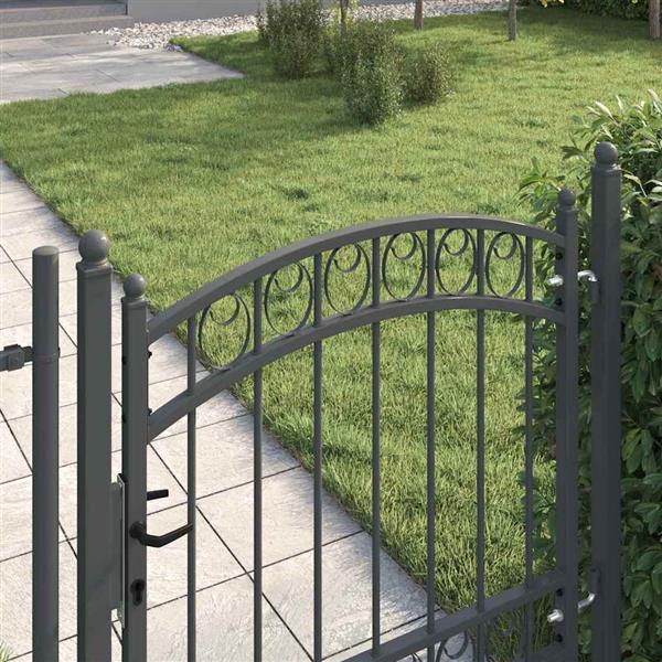 Grote foto vidaxl hekpoort met slot grijs 100 x 100 cm poedergecoat staal tuin en terras hekken en schuttingen