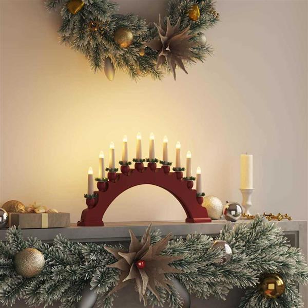 Grote foto vidaxl kerst kaarsenboog met 10 led kaarsen rood 47 x 5 x 29 cm diversen overige diversen