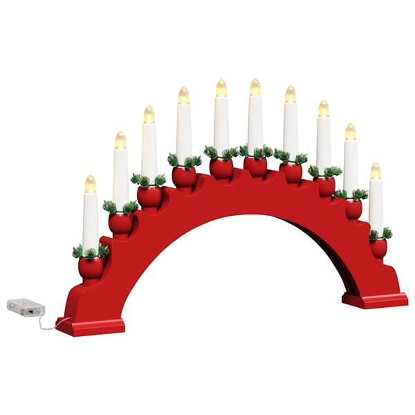 Grote foto vidaxl kerst kaarsenboog met 10 led kaarsen rood 47 x 5 x 29 cm diversen overige diversen