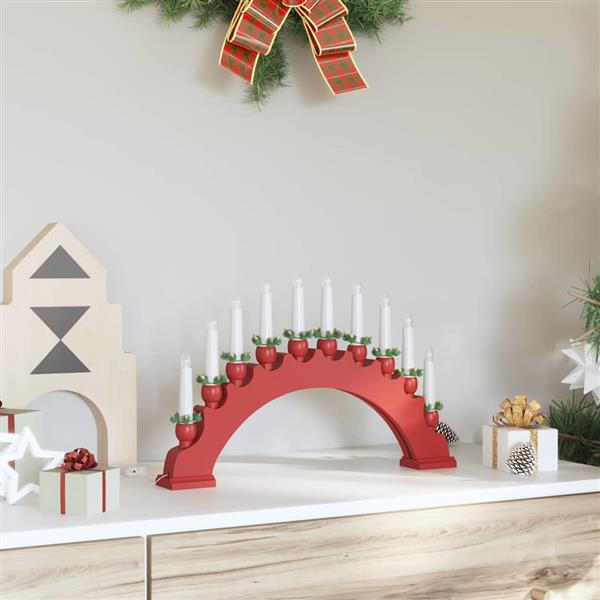Grote foto vidaxl kerst kaarsenboog met 10 led kaarsen rood 47 x 5 x 29 cm diversen overige diversen