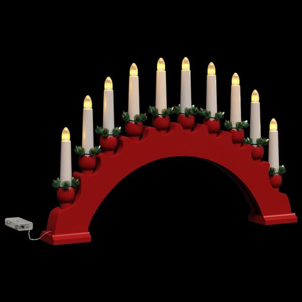 Grote foto vidaxl kerst kaarsenboog met 10 led kaarsen rood 47 x 5 x 29 cm diversen overige diversen