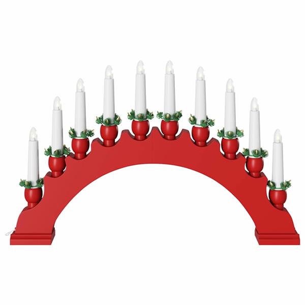 Grote foto vidaxl kerst kaarsenboog met 10 led kaarsen rood 47 x 5 x 29 cm diversen overige diversen