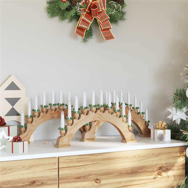 Grote foto vidaxl kerst kaarsenboog met 10 led kaarsen 3 pcs bruin 47 x 5 x 29 cm diversen overige diversen