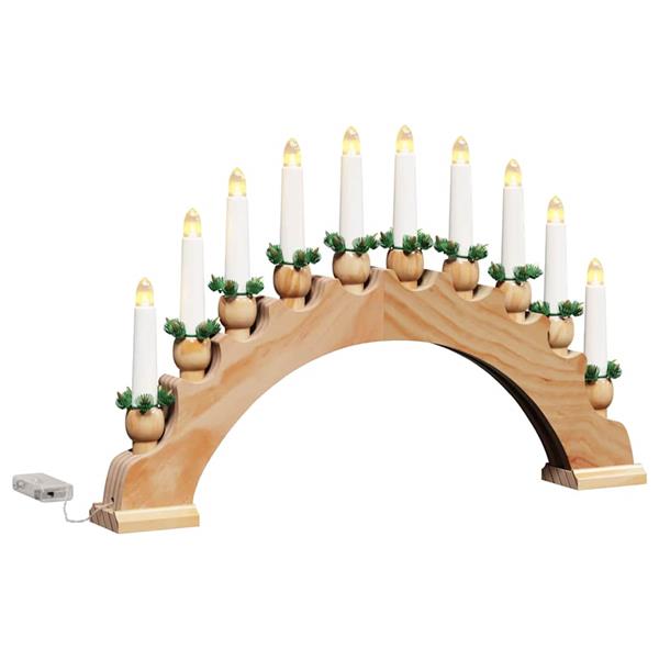 Grote foto vidaxl kerst kaarsenboog met 10 led kaarsen 3 pcs bruin 47 x 5 x 29 cm diversen overige diversen