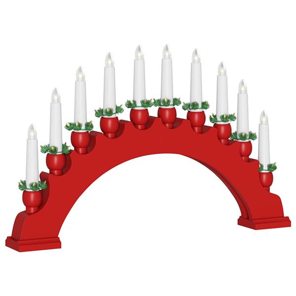 Grote foto vidaxl kerst kaarsenboog met 10 led kaarsen rood 47 x 5 x 29 cm diversen overige diversen