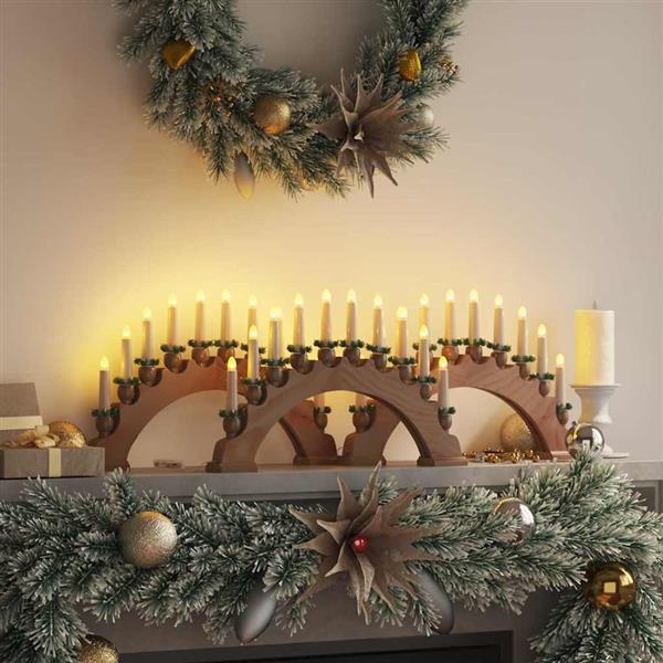 Grote foto vidaxl kerst kaarsenboog met 10 led kaarsen 3 pcs bruin 47 x 5 x 29 cm diversen overige diversen