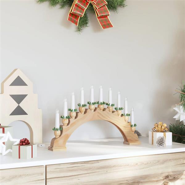Grote foto vidaxl kerst kaarsenboog met 10 led kaarsen bruin 47 x 5 x 29 cm diversen overige diversen