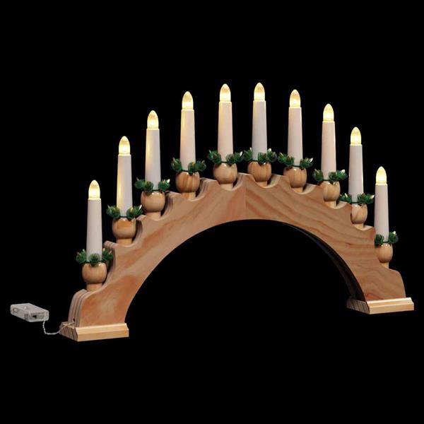 Grote foto vidaxl kerst kaarsenboog met 10 led kaarsen bruin 47 x 5 x 29 cm diversen overige diversen
