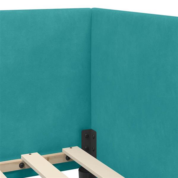 Grote foto vidaxl hoekbedframe met hoofdeinde turquoise 100 x 200 cm fluweel antiek en kunst stoelen en banken