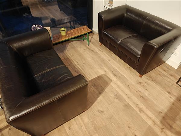 Grote foto 2 bruine lederen zetels.totaalprijs huis en inrichting fauteuils