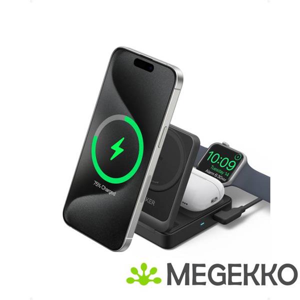 Grote foto anker maggo draadloze lader standaard 15w 3 in 1 zwart audio tv en foto algemeen