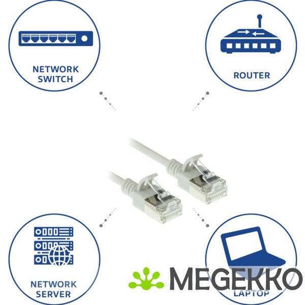 Grote foto act grijze 3 meter lszh u ftp cat6a datacenter slimline patchkabel snagless met rj45 connectoren computers en software netwerkkaarten routers en switches