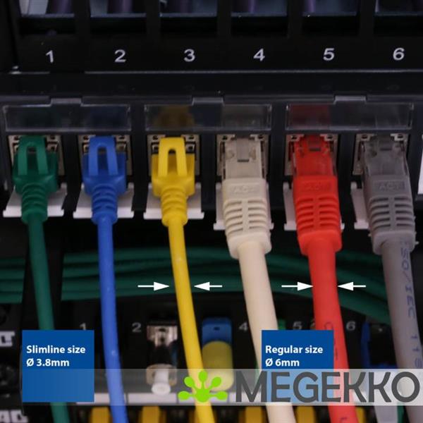 Grote foto act grijze 3 meter lszh u ftp cat6a datacenter slimline patchkabel snagless met rj45 connectoren computers en software netwerkkaarten routers en switches