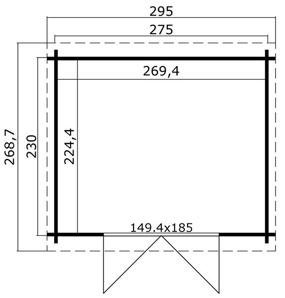 Grote foto blokhut nadia 275x230 onbehandeld vuren tuin en terras tuinhuisjes en blokhutten
