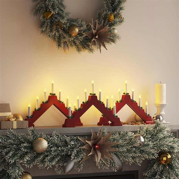 Grote foto vidaxl kerst kaars brug 3 pcs rood 39.5 x 5 x 29 cm massief grenenhout diversen overige diversen