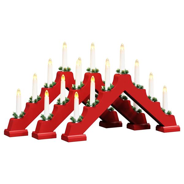 Grote foto vidaxl kerst kaars brug 3 pcs rood 39.5 x 5 x 29 cm massief grenenhout diversen overige diversen