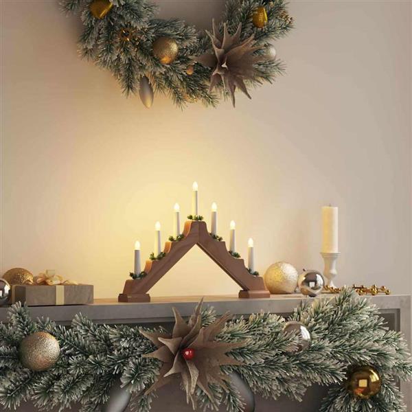 Grote foto vidaxl kerst kaars brug bruin 39.5 x 5 x 29 cm massief grenenhout diversen overige diversen