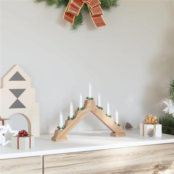 Grote foto vidaxl kerst kaars brug bruin 39.5 x 5 x 29 cm massief grenenhout diversen overige diversen