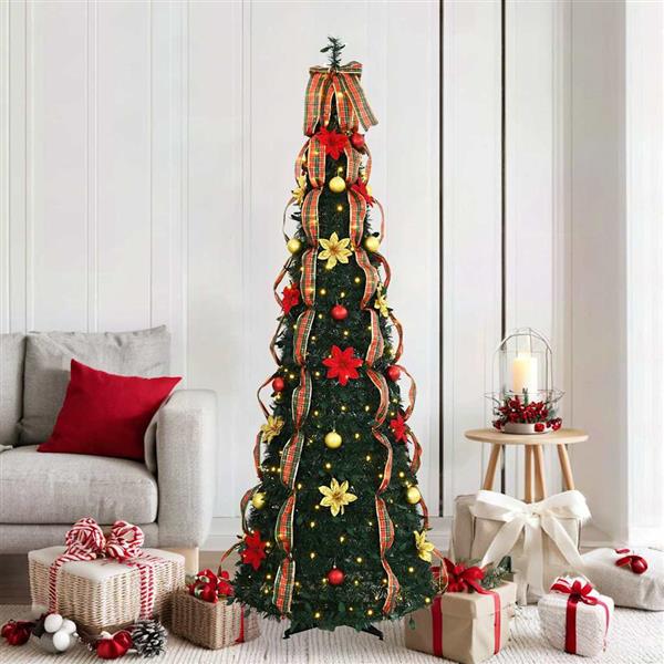 Grote foto vidaxl kunstkerstboom met 150 led met standaard groen 180 cm pvc diversen overige diversen