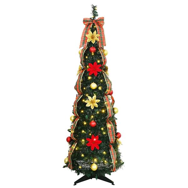 Grote foto vidaxl kunstkerstboom met 100 led met standaard groen 150 cm pvc diversen overige diversen