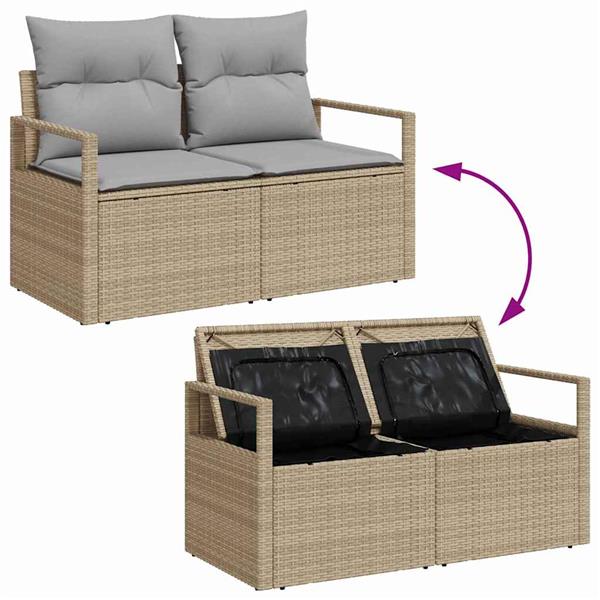 Grote foto vidaxl tuinbank met kussen met opslag 120 x 62 x 69 cm poly rattan tuin en terras tuinmeubelen