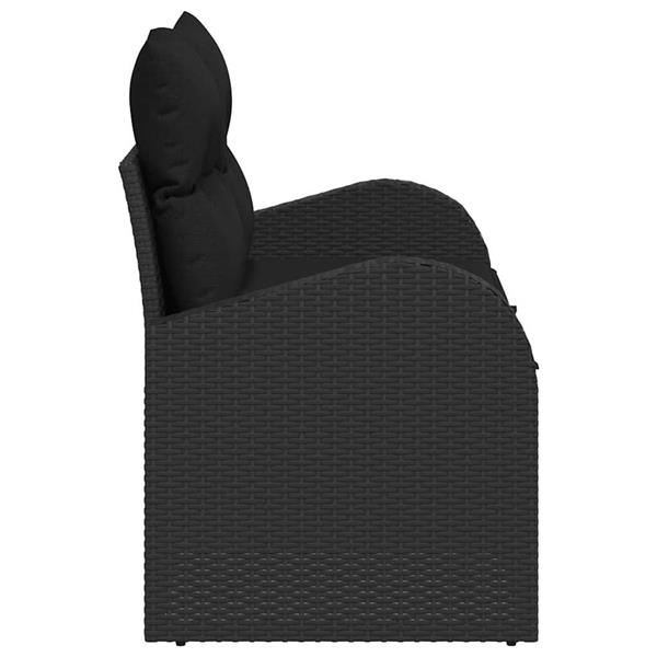 Grote foto vidaxl tuinbank zwart 124 x 62 x 69cm poly rattan tuin en terras tuinmeubelen