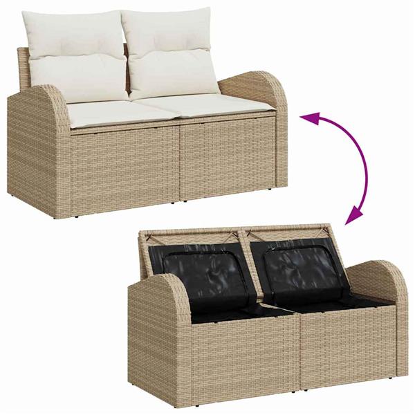 Grote foto vidaxl tuinbank beige 124 x 62 x 69cm poly rattan tuin en terras tuinmeubelen