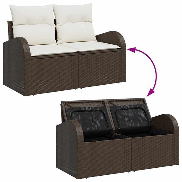 Grote foto vidaxl tuinbank bruin 124 x 62 x 69cm poly rattan tuin en terras tuinmeubelen