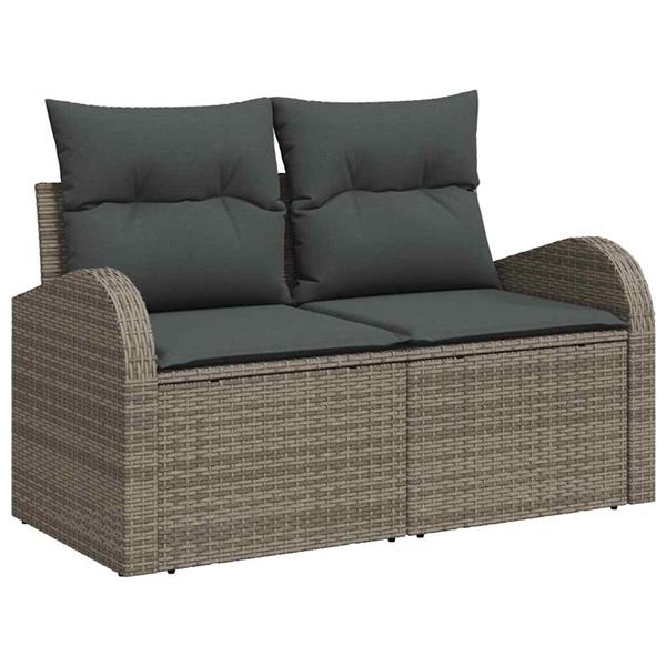 Grote foto vidaxl tuinbank grijs 124 x 62 x 69cm poly rattan tuin en terras tuinmeubelen