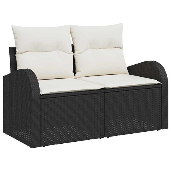 Grote foto vidaxl tuinbank zwart 124 x 62 x 69cm poly rattan tuin en terras tuinmeubelen