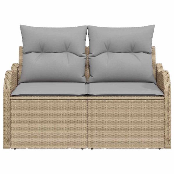 Grote foto vidaxl tuinbank beige 121 x 62 x 69cm poly rattan tuin en terras tuinmeubelen