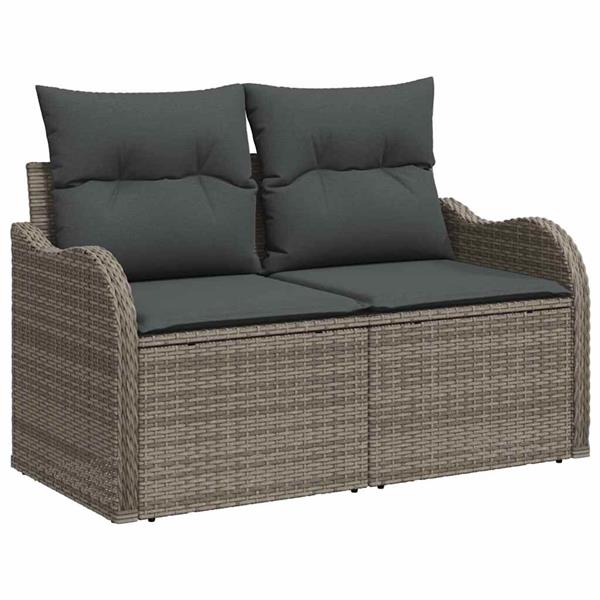 Grote foto vidaxl tuinbank grijs 121 x 62 x 69cm poly rattan tuin en terras tuinmeubelen