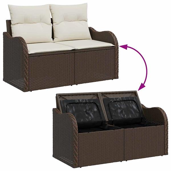 Grote foto vidaxl tuinbank bruin 121 x 62 x 69cm poly rattan tuin en terras tuinmeubelen