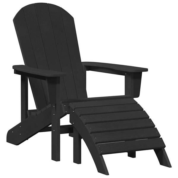 Grote foto vidaxl adirondack stoel met kussen zwart 74 x 82 x 92cm hdpe tuin en terras tuinmeubelen