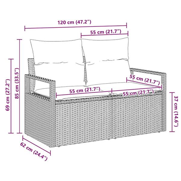 Grote foto vidaxl tuinbank met kussen met opslag 120 x 62 x 69 cm poly rattan tuin en terras tuinmeubelen