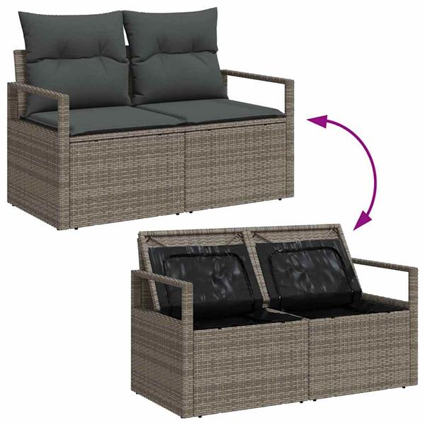 Grote foto vidaxl tuinbank met kussen met opslag 120 x 62 x 69 cm poly rattan tuin en terras tuinmeubelen