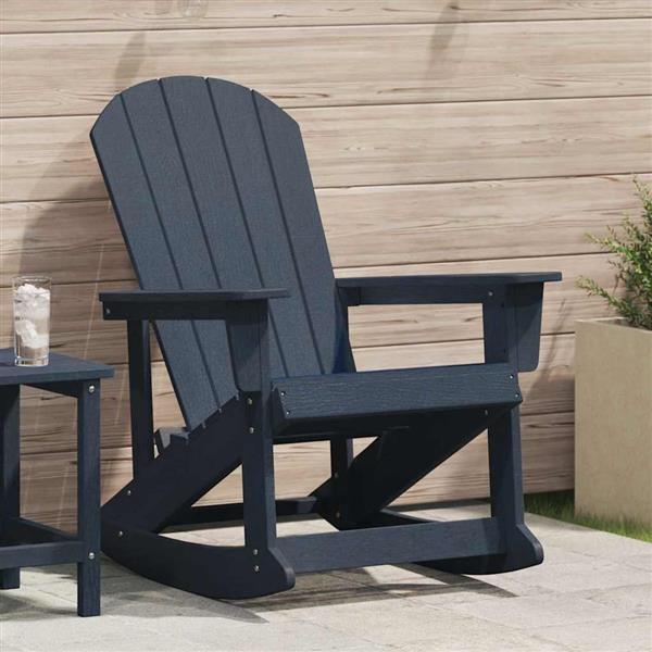 Grote foto vidaxl adirondack schommelstoel marineblauw 73.5 x 92 x 90cm hdpe tuin en terras tuinmeubelen