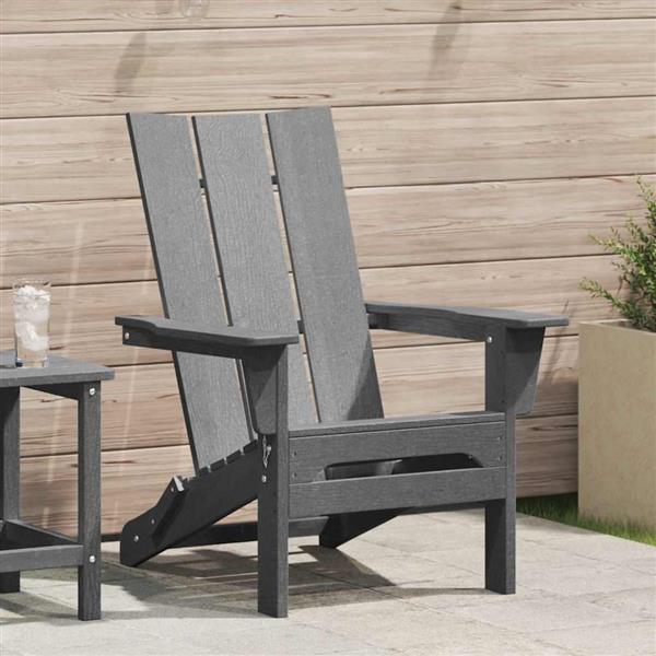 Grote foto vidaxl vouw adirondack stoel lichtgrijs 74.5 x 80.5 x 90cm hdpe tuin en terras tuinmeubelen