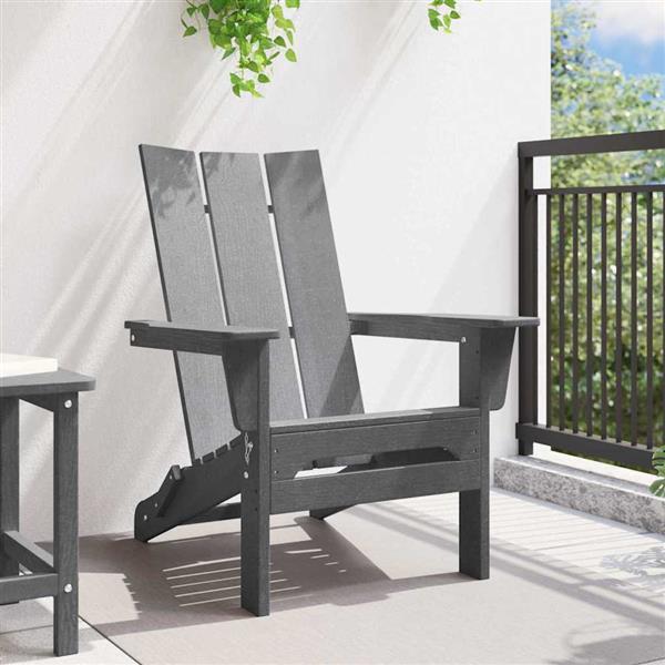 Grote foto vidaxl vouw adirondack stoel lichtgrijs 74.5 x 80.5 x 90cm hdpe tuin en terras tuinmeubelen