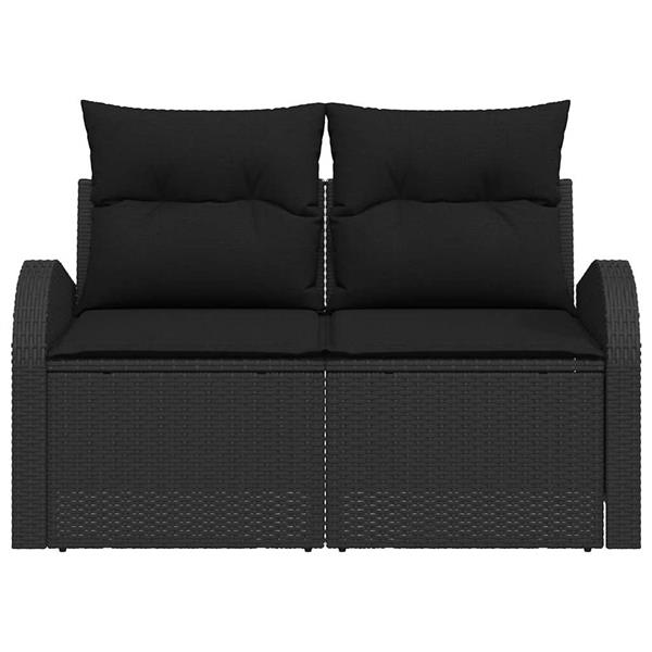 Grote foto vidaxl tuinbank zwart 124 x 62 x 69cm poly rattan tuin en terras tuinmeubelen