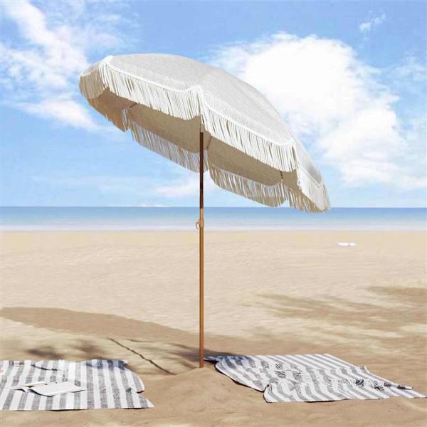 Grote foto vidaxl parasol grijs en wit 160 x 195 cm staal tuin en terras overige tuin en terras