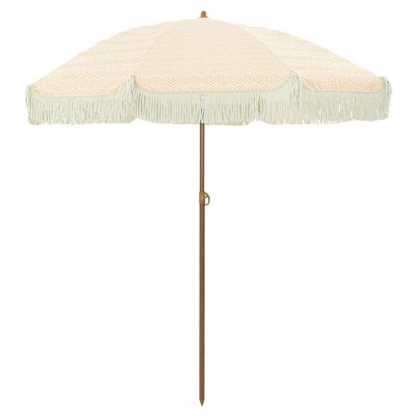 Grote foto vidaxl parasol geel en wit 160 x 195 cm staal tuin en terras overige tuin en terras