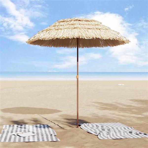 Grote foto vidaxl strandparasol bruin 160 x 196 cm staal tuin en terras overige tuin en terras